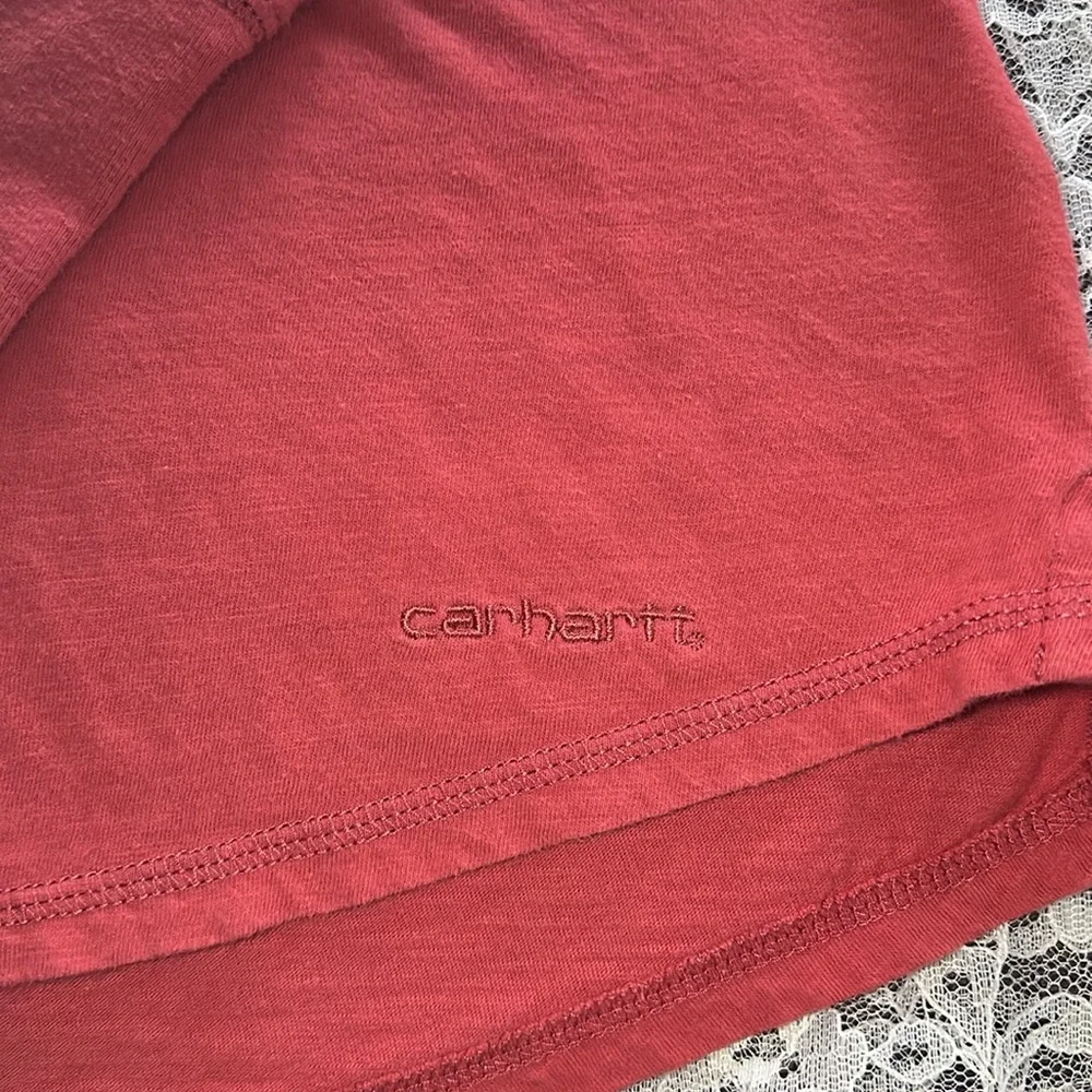 Carhartt beautiful salmon color hooded long sleeved tee 109% cotton sz lg - Picture 4 of 5